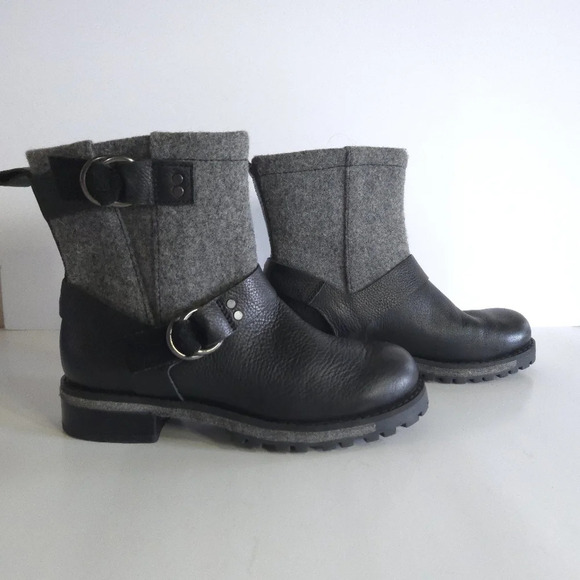 Woolrich Baltimore Harness Boot Leather Wool Lug Sole Moto Bikercore‎ Size 6.5 - Picture 2 of 7